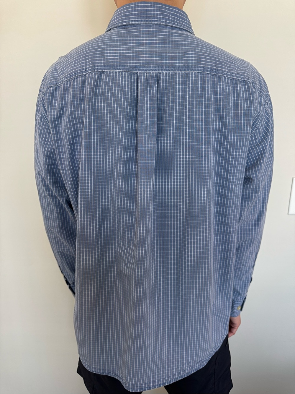 Old Navy Men's Blue Windowpane Button-Down Casual Shirt